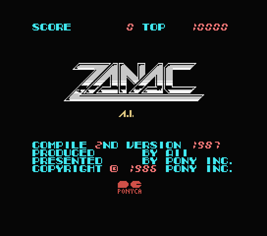 Zanac title screen for MSX